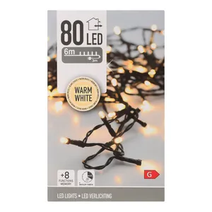 LED girlianda lauko 80 šilta balta, 3m laidas