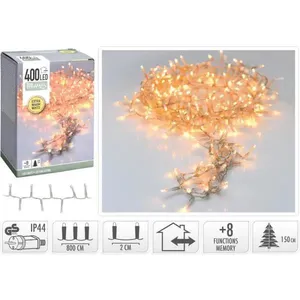 LED girlianda plati 400 extra šilta balta 8m,  peršviečiamas 3 m laidas