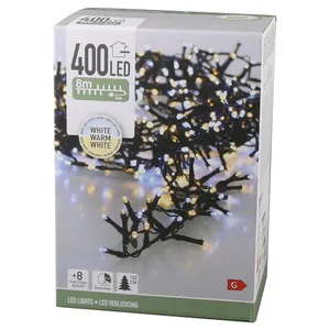 LED girlianda plati 400 LED šilta balta ir balta 8 m, 3 m laidas su valdymo pulteliu