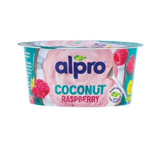 Alpro fermentuotas kokosų produktas su avietėmis, 120 g.