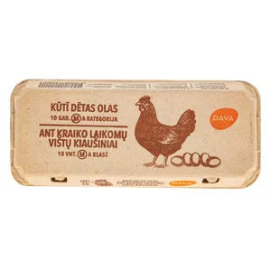 Balti ant kraiko laikomi kiaušiniai, DAVA M dydis, 10 vnt