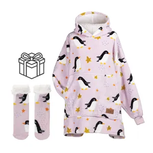 Antklodė su gobtuvu SVILANIT ir dovana -  kojinės WinterPengu