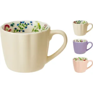 Pastelinis puodelis su gėlėmis viduje, 350 ml