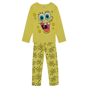Pižama ilgomis rankovėmis SPONGE BOB,  geltonos spalvos, 134/140 dydis