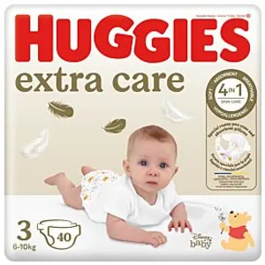 HUGGIES EXTRA CARE sauskelnės 3 dydis, (6-10kg), 40vnt.