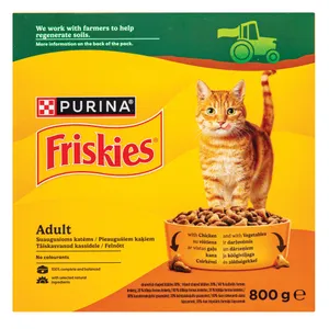 FRISKIES Adult visavertis sausasis ėdalas suaugusioms katėms su vištiena ir daržovėmis 800g