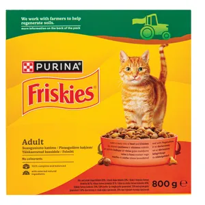 FRISKIES Adult  visavertis sausasis ėdalas suaugusioms katėms su vištiena ir daržovėmis 800g