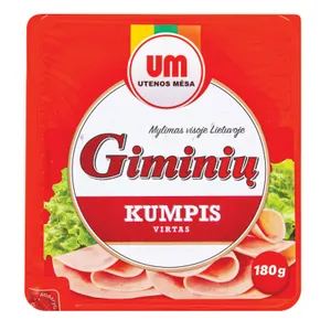 Virtas Giminių kiaulienos forminis kumpis GRIEŽ., 180 g Pirma rūšis