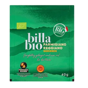 Tarkuotas sūris BILLA BIO PARMIGIANO REGGIANO, 40 g