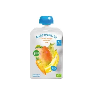 Ekologiška tyrelė MARMALUZI morkų, mangų, bananų, kriaušių, 6 mėn, 90g