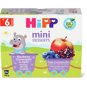 Ekologiška obuolių, mėlynių ir granatų tyrelė nuo 6 mėn. HIPP 400 g