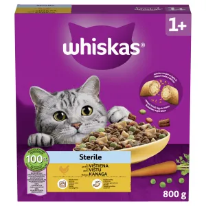Visavertis sausas ėdalas suaugusioms katėms Whiskas Adult Sterile su vištiena 800g