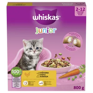 Visavertis sausas ėdalas kačiukams Whiskas Junior su vištiena 800g
