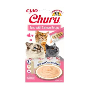 Kreminis skanėstas katėms su lašiša ir tunu, CHURU 56 g
