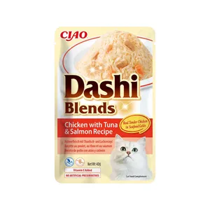 Užkandis katėms CIAO Dashi Blends su vištiena, tunu ir lašiša