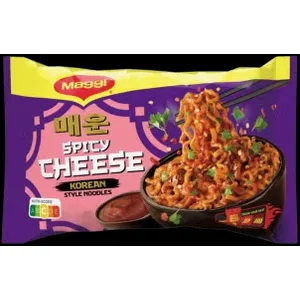 Korėjietiško stiliaus greitai paruošiami sūrio skonio makaronai su aštriu padažu MAGGI, 130 g