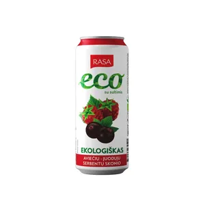 Ekologiškas aviečių ir juodųjų serbentų skonio gazuotas gaivusis gėrimas su sultimis RASA BIO, 330 ml