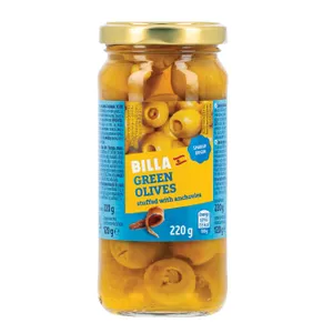 Žaliosios alyvuogės įdarytos ančiuviais BILLA MANZANILLA, 160 g