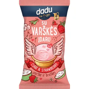 Mini braškinis plombyras su varške vafliniame indelyje DADU, 85 ml