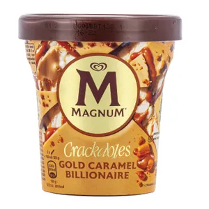 Sausainių skonio pieniniai valgomieji ledai MAGNUM Double Gold Caramel Billionaire, 85 ml