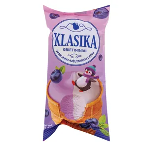 Grietininiai valgomieji ledai KLASIKA, vanilės ir mėlynių skonio, 120 ml