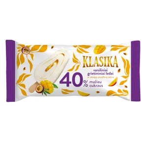 Grietininiai ledai su mangų-pasiflorų įdaru KLASIKA, 100 ml