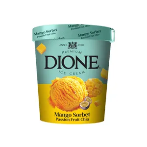 Mangų sorbetas su mangų - pasiflorų įdaru ir chia sėklomis DIONE, 475ml
