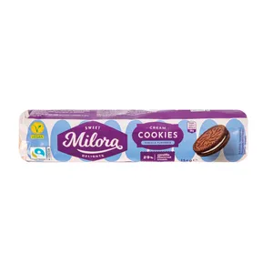 Kakaviniai sausainiai su kreminiu pertepimu MILORA, 154 g