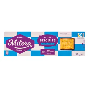 Sviestiniai sausainiai su pieniniu šokoladu MILORA, 125 g