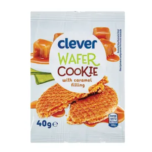 Vafliniai sausainiai su karameliniu įdaru CLEVER, 40 g