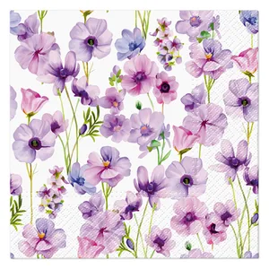 Popierinės servetėlės PAW, violet. gėlės, 33x33 cm, 20 vnt