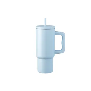 Maku termo puodelis su šiaudeliu, šviesiai mėlynas, 720 ml.