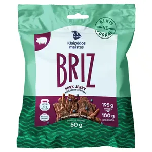 Vytintos terijakio ir mėlynių skonio kiaulienos juostelės BRIZ, 50g