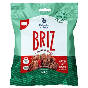 Vytintos aitriųjų paprikų skonio kiaulienos juostelės BRIZ, 50g