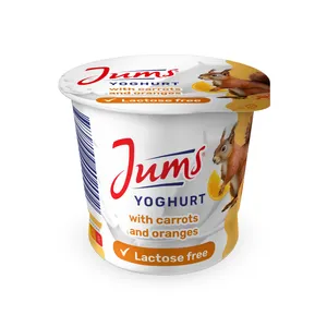 Jogurtas JUMS su morkomis ir apelsinais 2,5% rieb.,be laktozės 125g