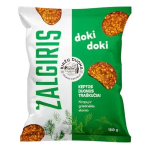 Keptos duonos traškučiai krapų ir grietinėlės skonio DOKI DOKI ŽALGIRIS, 150 g