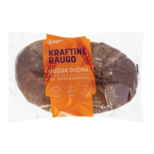 Kraftinė raugo juoda duona su spanguolėmis, fas. 0.5 kg