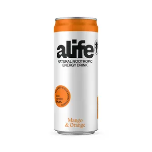 Apelsinų ir mangų skonio gazuotas natūralus energinis gėrimas ALIFE, 330 ml
