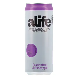 Pasiflorų ir ananasų skonio gazuotas natūralus energinis gėrimas ALIFE, 330 ml