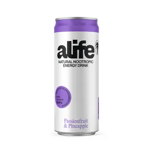 Pasiflorų ir ananasų skonio gazuotas natūralus energinis gėrimas ALIFE, 330 ml
