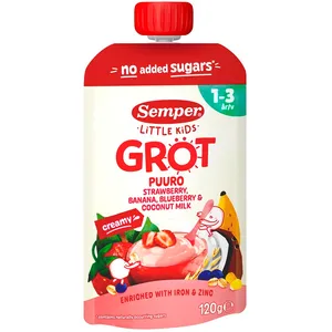Košė braškių,  bananų ir mėlynių SEMPER RTE 12mėn., 120g