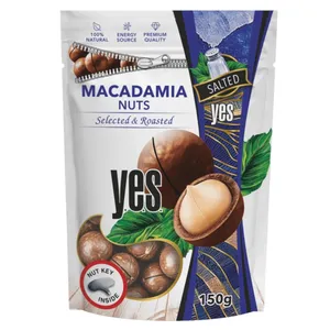 Makadamijų riešutai YES įpjauti, kepinti, sūdyti, 150g