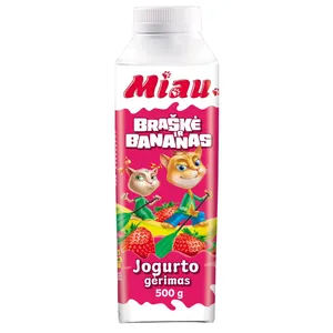 Jogurto gėrimas MIAU su braškėmis ir bananais 1,4% 500g