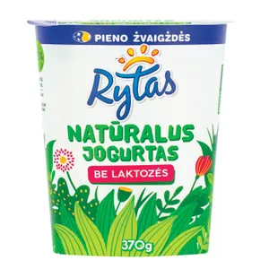 Jogurtas be laktozės RYTAS natūralus 2,5% rieb. 370g