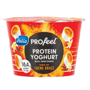 Baltyminis jogurtas creme brule skonio su saldikliais VALIO PROFEEL, 0,6 % rieb., 200 g