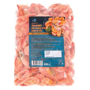 Šaldytos, virtos šiaurinės dryžakojės krevetės LESTENA 800g