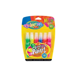 Dažai tūtelėse su teptukais COLORINO, 6 neoninių spalvų
