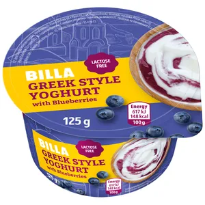 Graikiškas jogurtas mėlynių skonio BILLA, 125 g