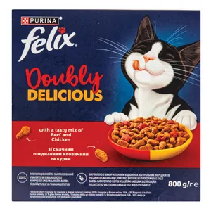 Sausas maistas katėms su jautiena ir vištiena FELIX 270g.