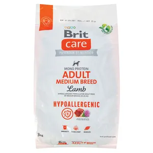 Sausas pašaras šunims BRIT Care Hypoallergenic Adult Medium Breed Lamb&Rice, 3 kg